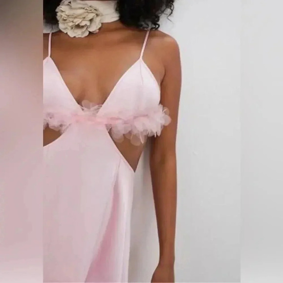 NEW- NWT For Love & Lemons Pink Satin Slip Mini Dress Sz S - Picture 3 of 8